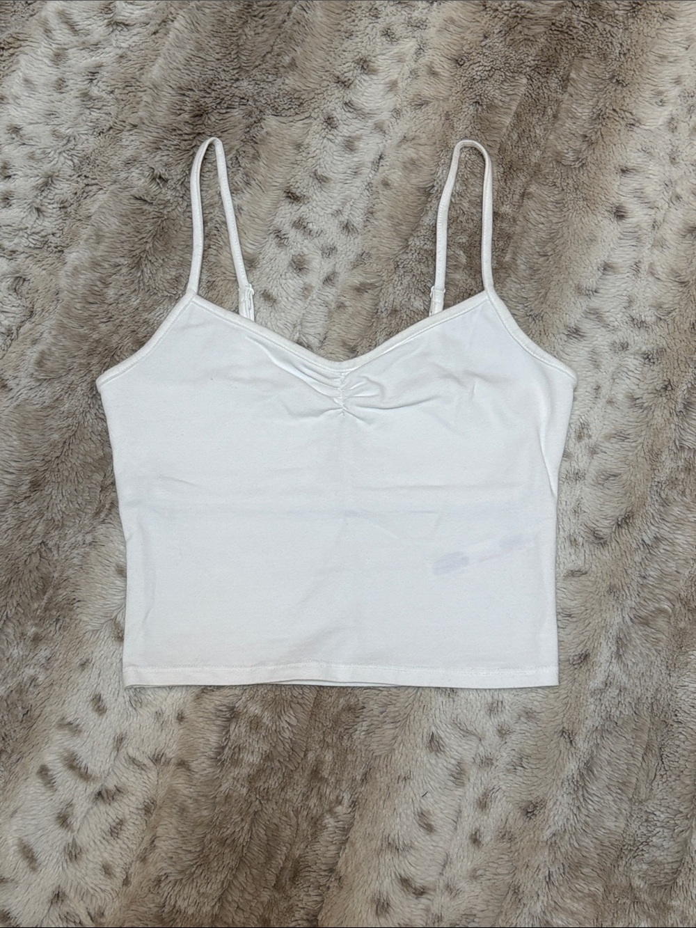 Urban Outfitters White Ruched Spaghetti Strap Cami, Size S-P